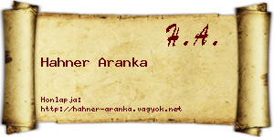 Hahner Aranka névjegykártya